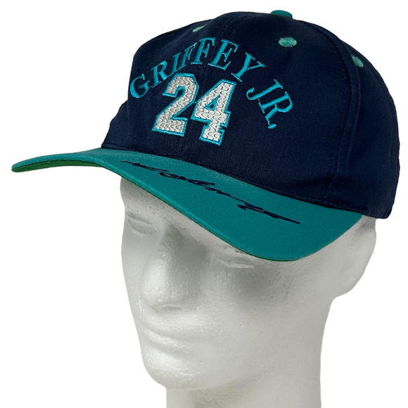 Vintage 90s Ken Griffey Jr Seattle Mariners Youth Hat Baseball Cap Snapback Blue - Picture 1 of 10